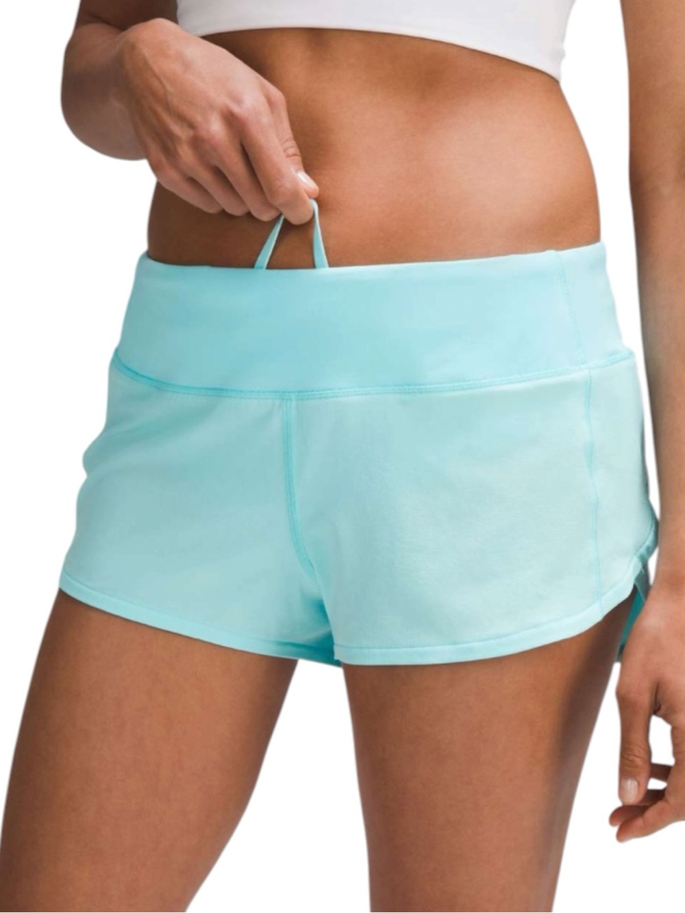 Lululemon Speed Up Low-Rise Lined Short 2.5" Cyan Blue Size 4 EUC - Picture 4 of 9